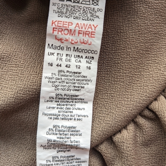 PLT Stretchy Long Sleeve Square Neck Puffy Hem Mini Dress Taupe - sz 12 - Picture 10 of 10